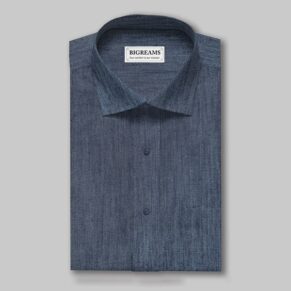 Unstitched Indigo Cotton Denim Shirt Fabric
