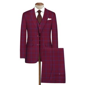 Unstitched Maroon Tweed Checkered Suiting Fabric