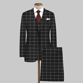 Yarn-Dyed Black Suiting Tweed Fabric