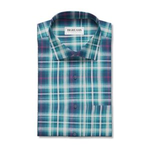 Green Blue Herringbone Shirting Fabric