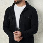Men's Black Shacket With Two Patch Pocket