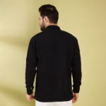 Black Cotton Blend Shacket for Men's