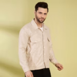 Buy Beige Herringbone V Pattern Shacket