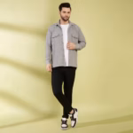 Men's Grey Shacket With Two Patch Pocket - Image 3