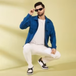 Deep Teal Blue Herringbone Shacket