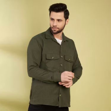Buy Olive Shacket for Men