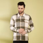 Buy white and green checked shacket